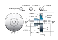 4 Pins and -269 to 450 Degree Celsius (ºC) Temperature Range and 2-3/4 Inch (in) Flange Size Pin Header Feedthrough (10234-03-CF) - 2