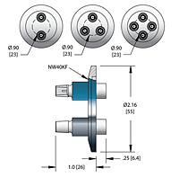 -25 to 205 Degree Celsius (ºC) Temperature Range and 2 Pin Mini High Voltage (HV) Feedthrough (21231-01-KF) - 2