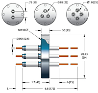 2 Pin and ConFlat Flange Installation and 304 Stainless Steel Pin Material Power Plug Feedthrough (10287-04-CF) - 2