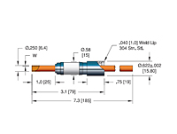 Single 304 Stainless Steel Tube Weld Installation High Power/Liquid Cooled Feedthrough with 0.25 Inch Conductor Diameter (2779-06-W)