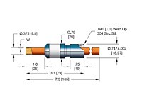 Single 304 Stainless Steel Tube Weld Installation High Power/Liquid Cooled Feedthrough with 0.375 Inch Conductor Diameter