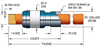 Copper Tube Weld Installation High Power/Liquid Cooled Feedthrough with 0.75 Inch Conductor Diameter