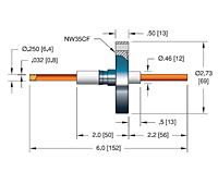 Single Conductor ConFlat Flange Installation Liquid Cooled Radio Frequency (RF) Power Feedthrough (16941-01-CF) - 2