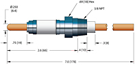 185 Ampere (A) Conductor Current Rating National Pipe Thread (NPT) Pressure Feedthrough (21143-01-A) - 2