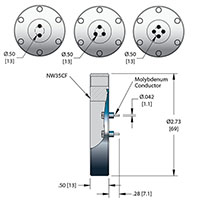 2 Pin and ConFlat Flange Installation Coaxial Electrical Connector (21522-01-CF) - 2