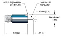 1 Pin Weld Installation Miniature High Voltage (MHV) Coaxial Electrical Connector