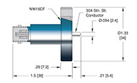 1 Pin ConFlat Flange Installation Miniature High Voltage (MHV) Coaxial Electrical Connector