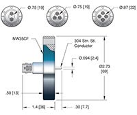 1 Pin ConFlat Flange Installation Miniature High Voltage (MHV) Coaxial Electrical Connector - 2