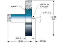 Single Ended and ConFlat Flange Installation Low Frequency Medium-Sized Type N Coaxial Electrical Connector (7587-02-CF) - 2