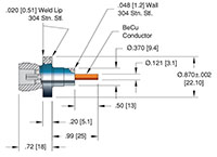 Single Ended and Weld Installation High Frequency Medium-Sized Type N Coaxial Electrical Connector (18066-01-W) - 2