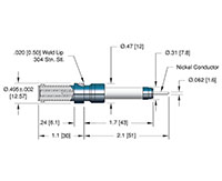 1 Pin and Weld Installation Exposed Miniature Safe High Voltage (SHV) Coaxial Electrical Connector (17213-01-W) - 2