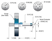 1 Pin and ConFlat Flange Installation Exposed Miniature Safe High Voltage (SHV) Coaxial Electrical Connector (17216-08-CF) - 2