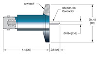 1 Pin Single Ended Grounded Shield Bayonet Neill-Concelman (BNC) Coaxial Electrical Connector (17114-01-KF) - 2