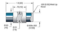 15 Kilovolt (kV) Direct Current (DC) Voltage and 0.31 Inch (in) Insulator Inner Diameter Vacuum Electrical Isolator (9997-05-W) - 2