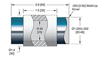 30 Kilovolt (kV) Direct Current (DC) Voltage and 0.90 Inch (in) Insulator Inner Diameter Vacuum Electrical Isolator (9997-09-W) - 2