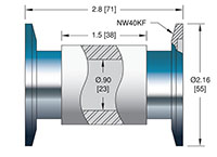 30 Kilovolt (kV) Direct Current (DC) Voltage and 0.90 Inch (in) Insulator Inner Diameter Vacuum Electrical Isolator (17237-01-KF) - 2