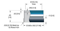 0.55 Inch (in) View Diameter Weld Installation Sapphire Viewport Sight Glass (17105-01-W) - 2