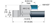 0.55 Inch (in) View Diameter ConFlat Flange Sapphire Viewport Sight Glass (9547-04-CF) - 2