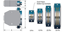 1.7 Inch (in) Dimension A Sub D Type Multi-Pin/Instrumentation Plug (18076-01-A) - 2