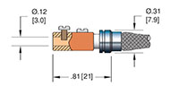 12, 24, and 36 Inch (in) Termination Length Coaxial In-Vacuum Electric Cable (18680-12-CC)