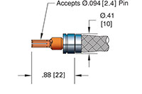 12, 24, and 36 Inch (in) Termination Length Zirconium Copper Coaxial In-Vacuum Electric Cable (18681-12-BB)