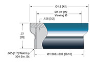 1.37 Inch (in) View Diameter Fused Silica Viewport Sight Glass (4901-01-W) - 2