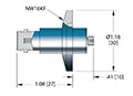 1 Pin, NW16KF Installation Size, and International Organization for Standardization (ISO) Flange Installation Miniature Bayonet Neill-Concelman (BNC) to Subminiature Microdot® Coaxial Electrical Connector (21256-01-KF) - 2